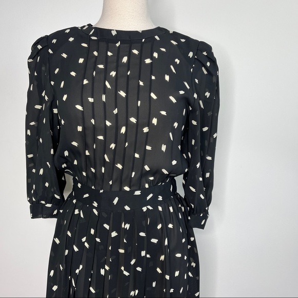 Vintage Dresses & Skirts - vintage 70s geometric dotted pleated midi dress [0437]